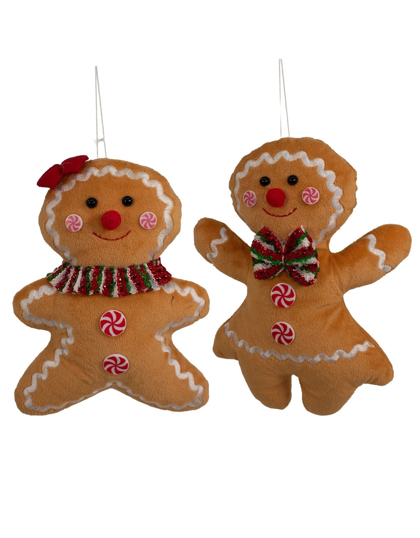 Kurt Adler Gingerbread Cookie Doll Girl Boy Christmas Ornaments Set