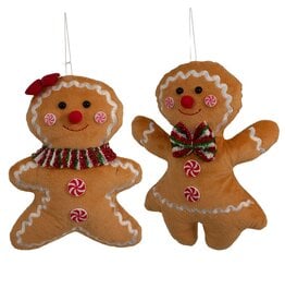 Kurt Adler Gingerbread Cookie Doll Girl Boy Christmas Ornaments Set