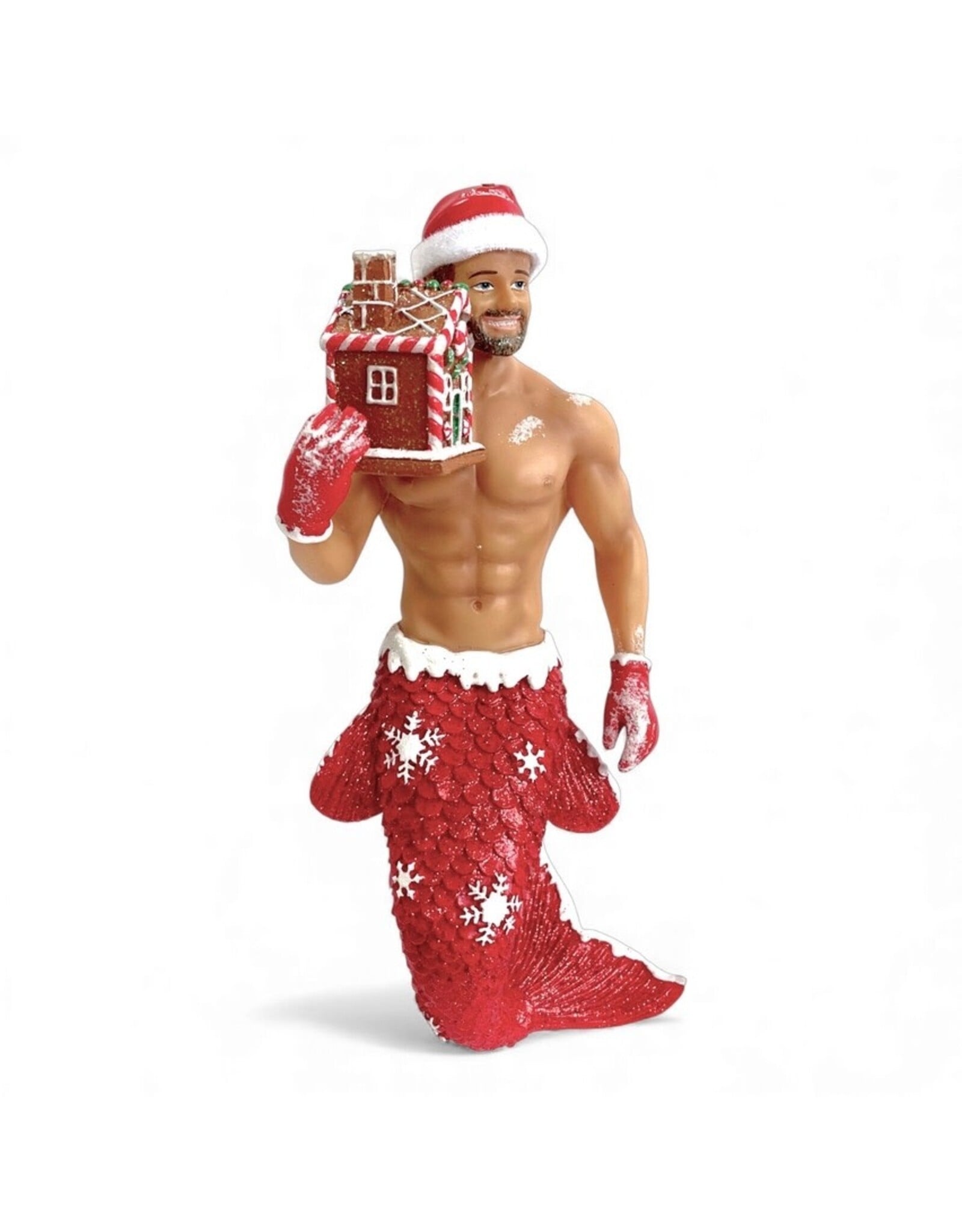 December Diamonds Gingerbread Santa Merman Ornament 7.5 Inch