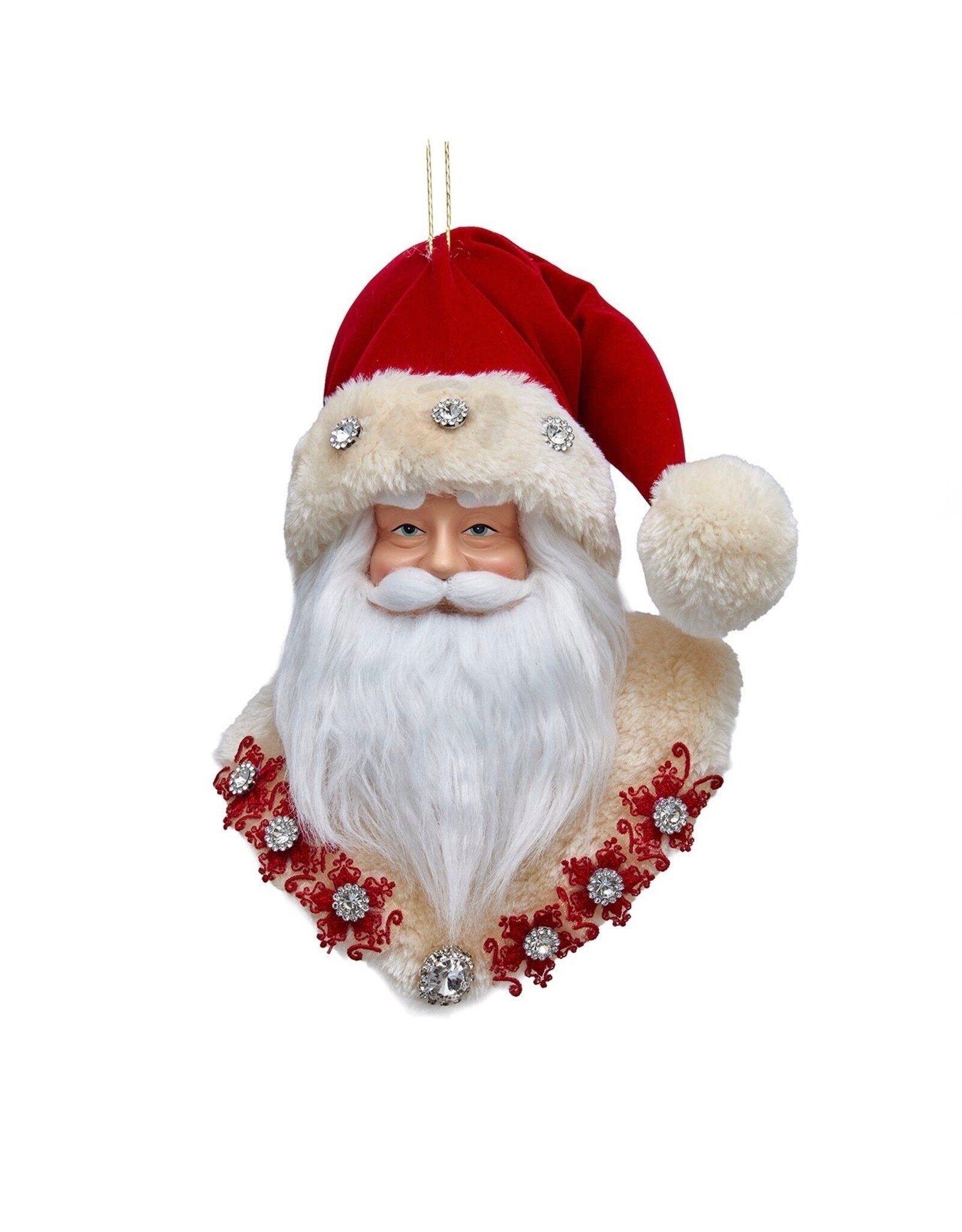 Kurt Adler Holiday Diamonds Santa Head Ornament 9 Inch