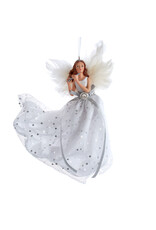 Kurt Adler Silver And White Flying Angel Ornament 7 Inch