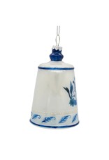 Kurt Adler Glass Blue White Delft Teapot Style Ornament 5 Inch