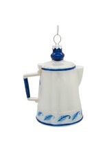 Kurt Adler Glass Blue White Delft Teapot Style Ornament 5 Inch