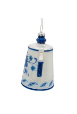 Kurt Adler Glass Blue White Delft Teapot Style Ornament 5 Inch