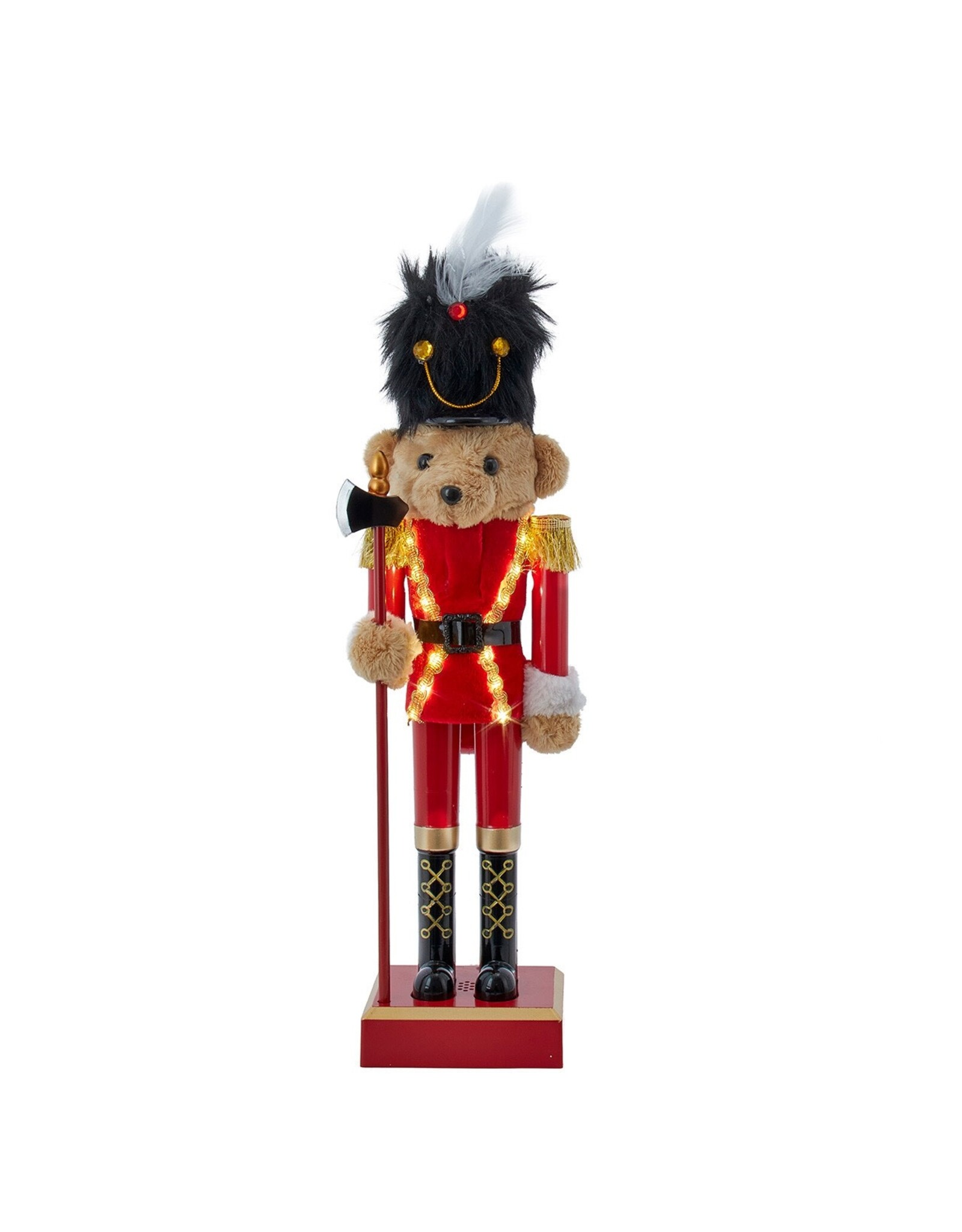 Kurt Adler Lighted Musical Bear Nutcracker 15" Battery Operated