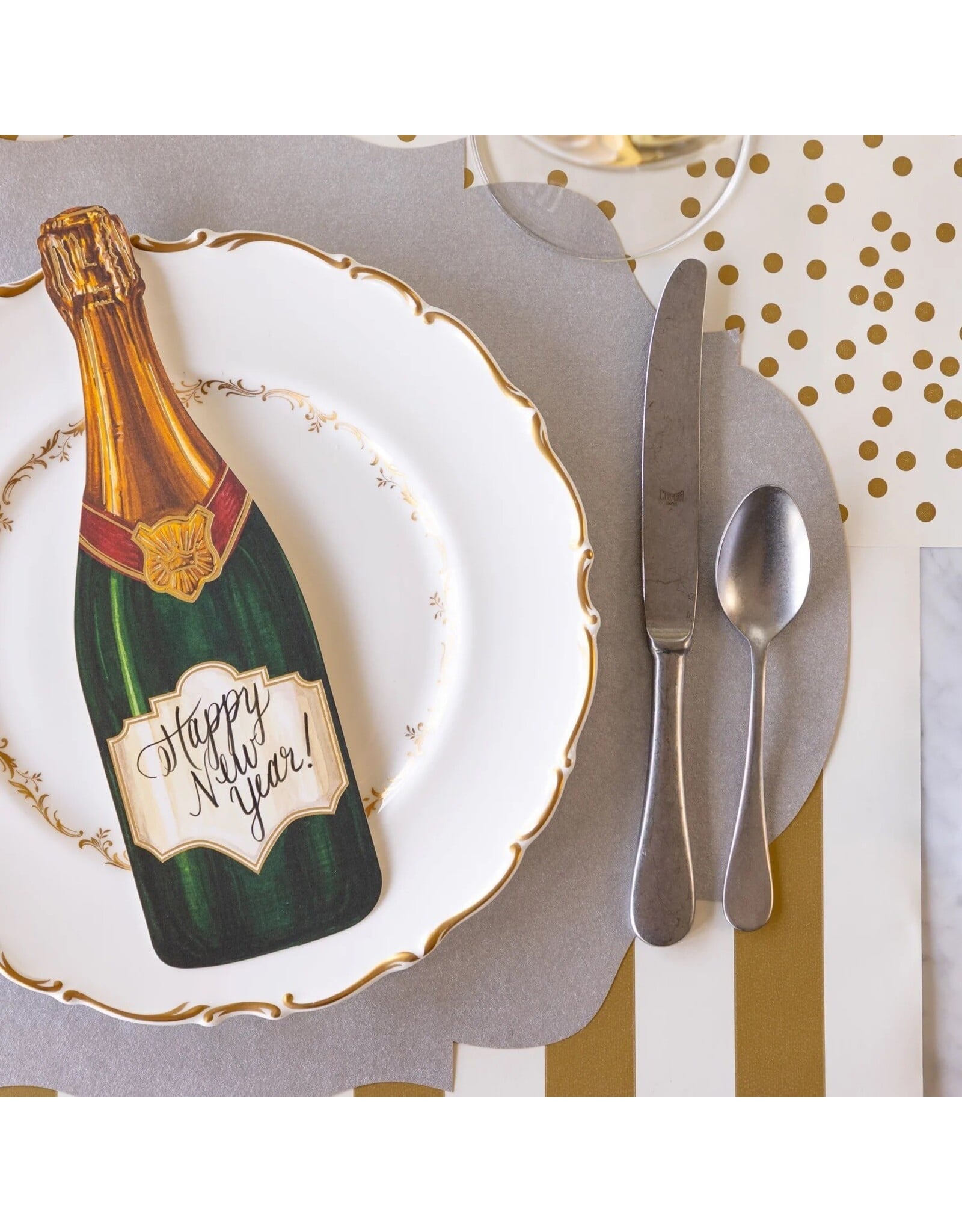 Hester & Cook French Frame Die-cut Placemats 12ct Metallic Silver