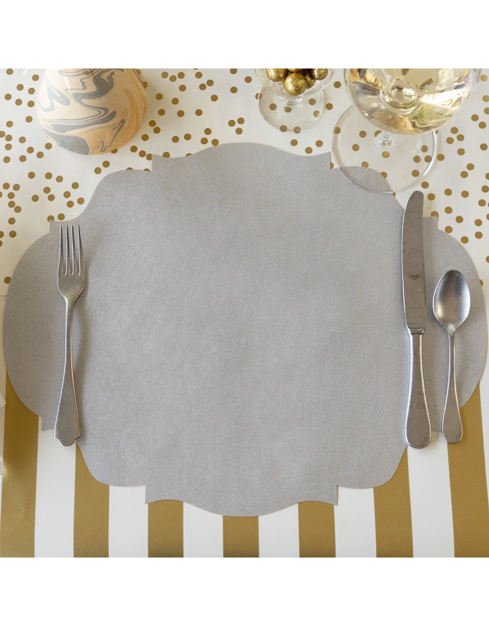 Hester & Cook French Frame Die-cut Placemats 12ct Metallic Silver