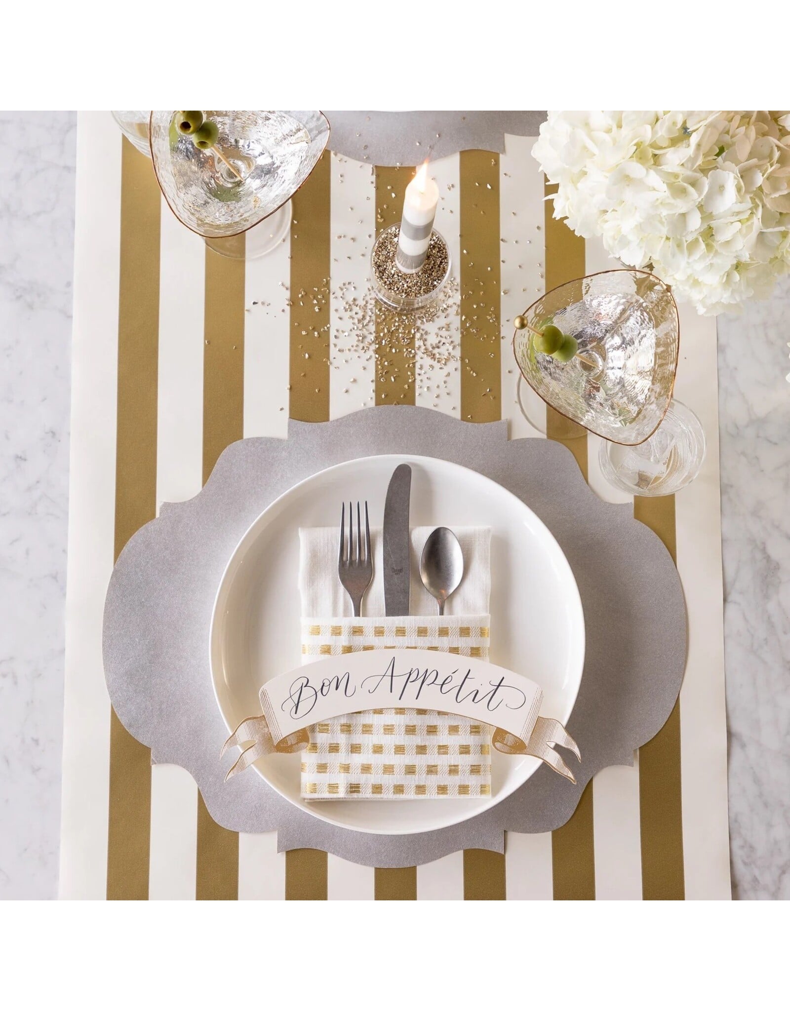 Hester & Cook French Frame Die-cut Placemats 12ct Metallic Silver