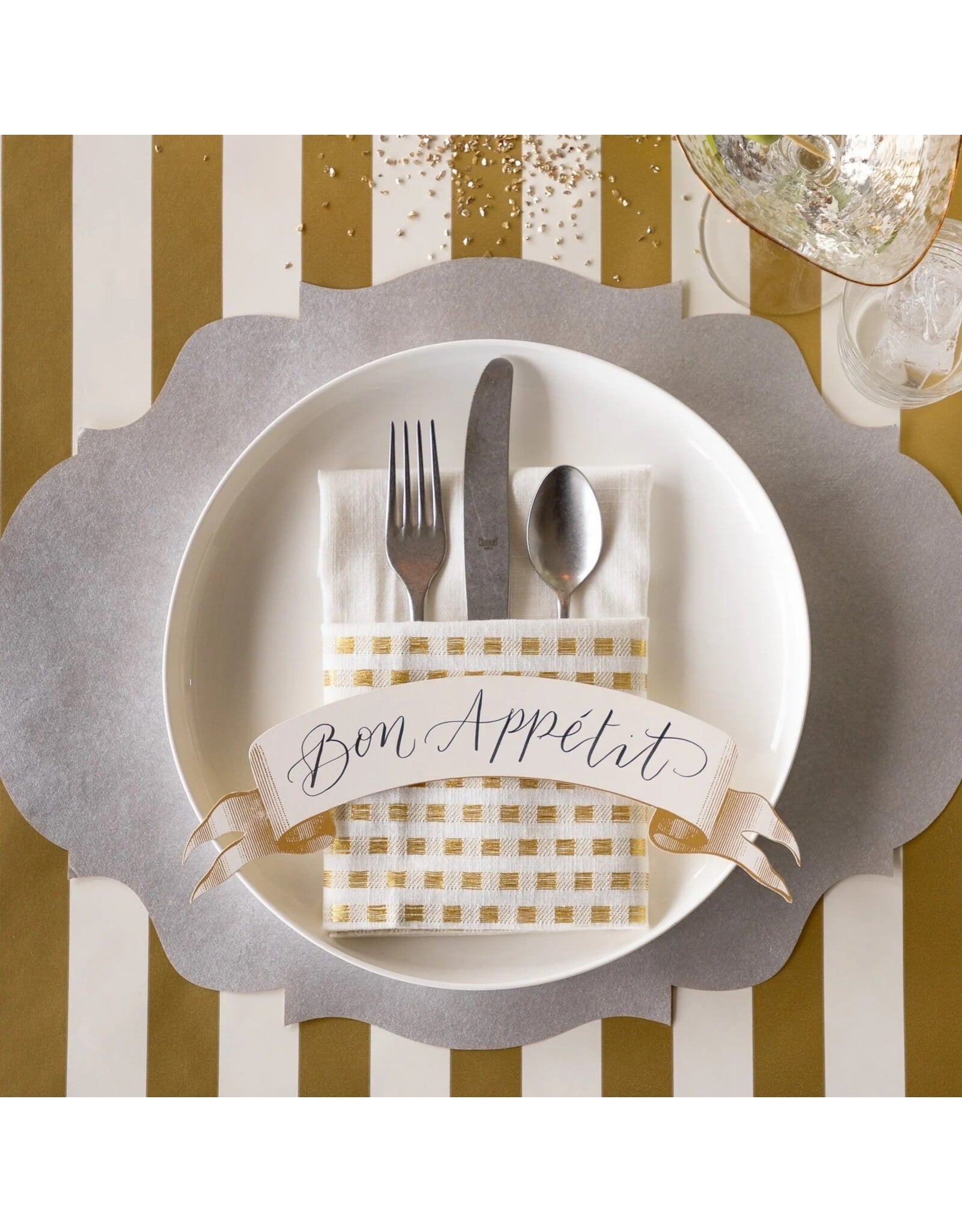 Hester & Cook French Frame Die-cut Placemats 12ct Metallic Silver