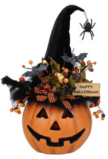 Karen Didion Halloween Lighted Fiber Optic Pumpkin 22 Inch Collectible