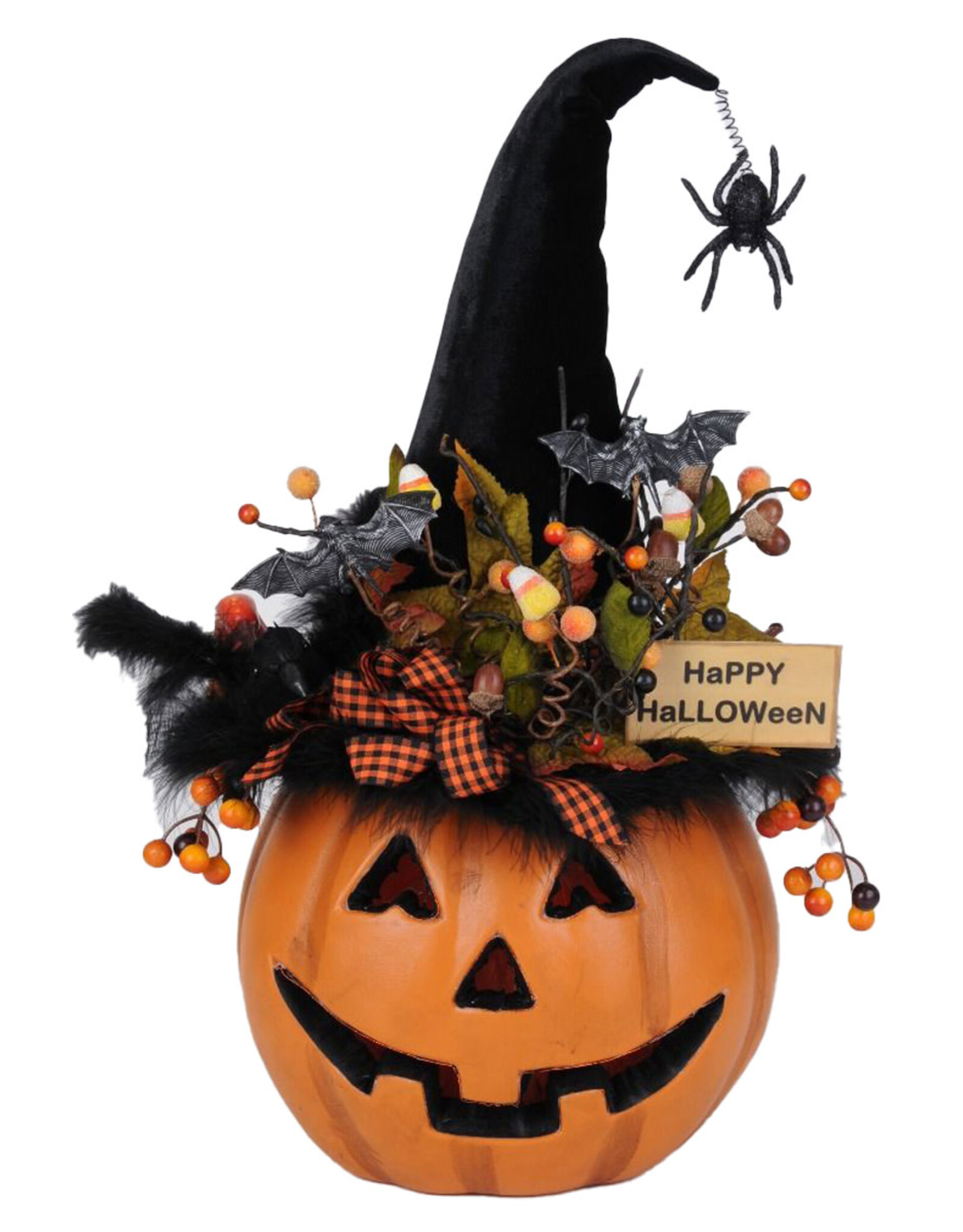 Karen Didion Halloween Lighted Fiber Optic Pumpkin 22 Inch Collectible