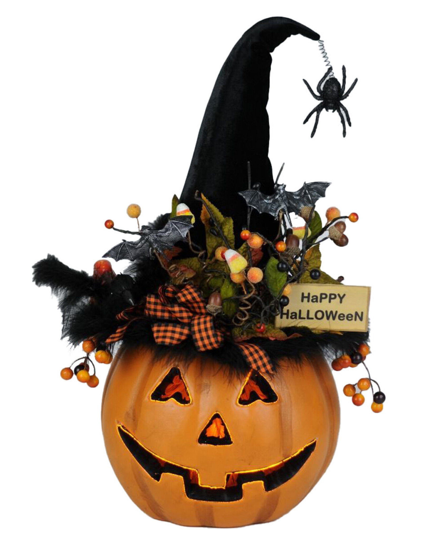 Karen Didion Halloween Lighted Fiber Optic Pumpkin 22 Inch Collectible