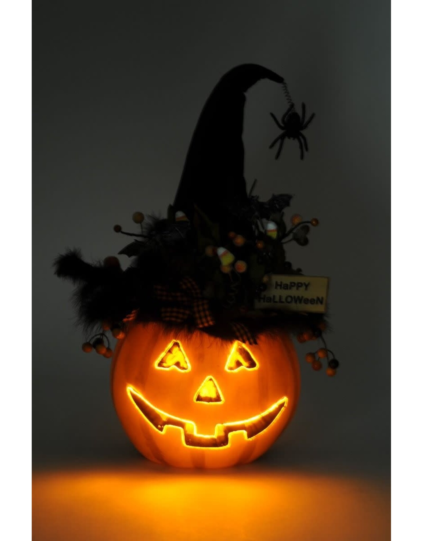 Karen Didion Halloween Lighted Fiber Optic Pumpkin 22 Inch Collectible