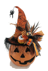 Karen Didion Halloween Lighted Fiber Optic Pumpkin W Hat 22 Inch