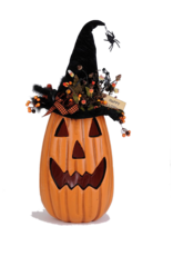 Karen Didion Halloween Lighted Fiber Optic Tall Pumpkin W Hat 31 Inch