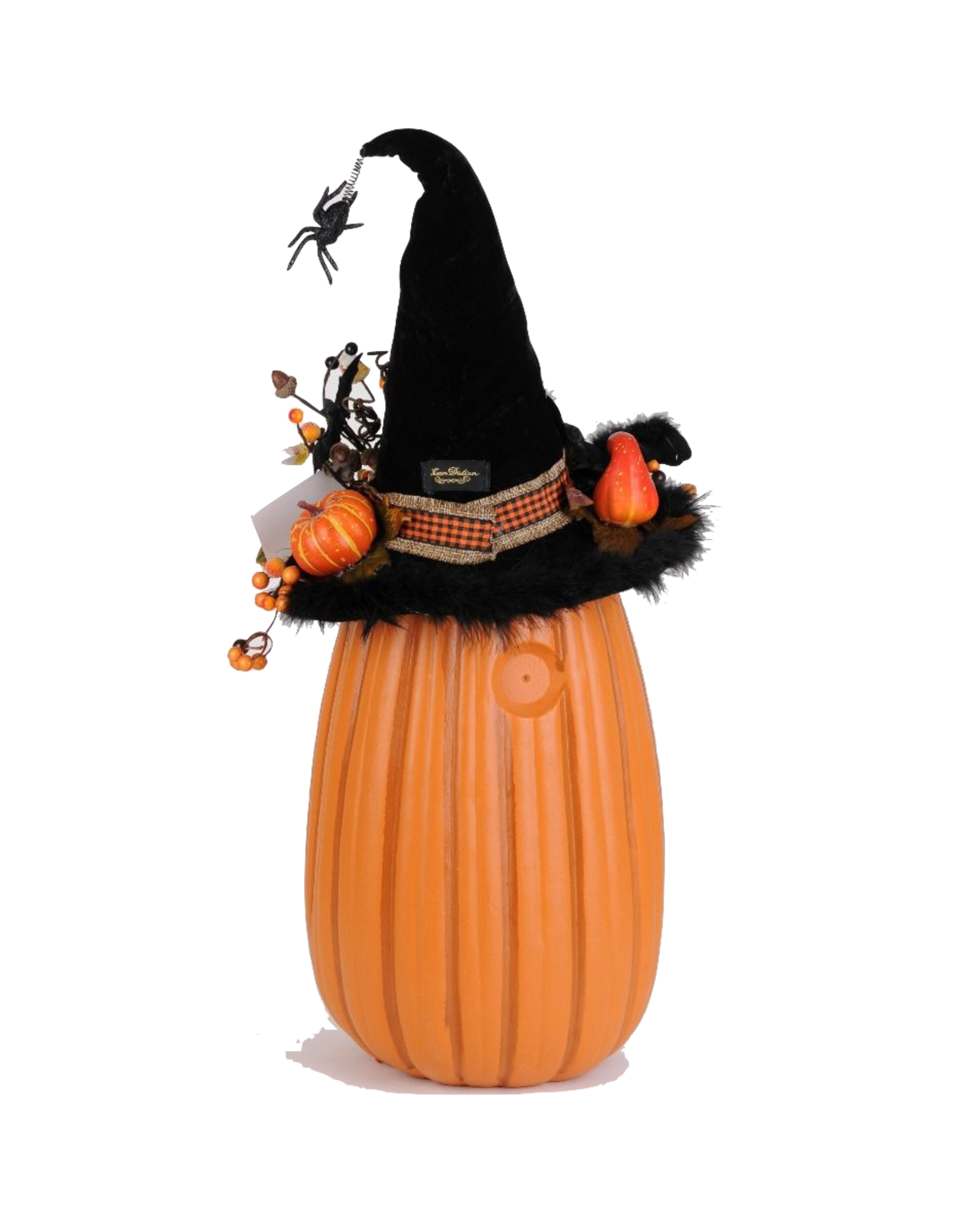 Karen Didion Halloween Lighted Fiber Optic Tall Pumpkin W Hat 31 Inch