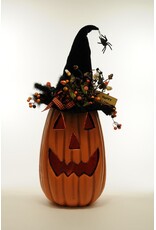 Karen Didion Halloween Lighted Fiber Optic Tall Pumpkin W Hat 31 Inch