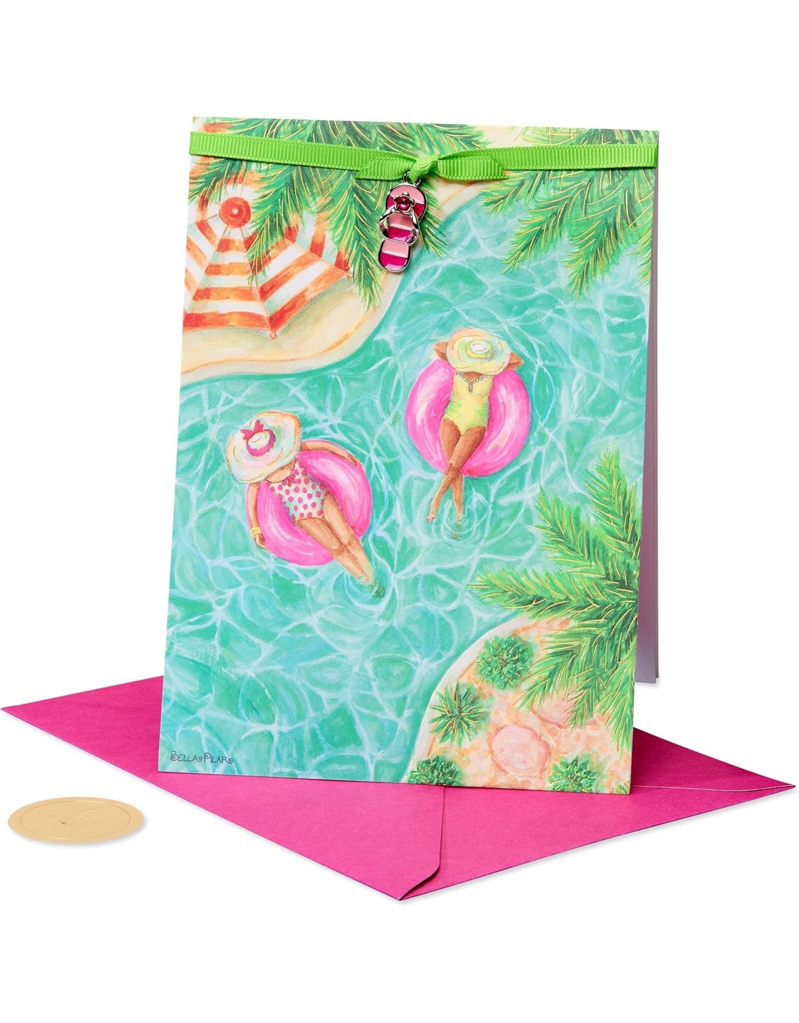 PAPYRUS® Birthday Card Bella Pillar Amazing Memories w Flip Flop Charm