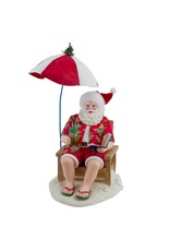 Kurt Adler Fabriche Beach Santa w Umbrella Table Piece 13.5"