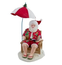 Kurt Adler Fabriche Beach Santa w Umbrella Table Piece 13.5"