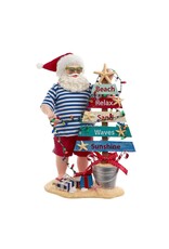 Kurt Adler Fabriche Beach Santa w Lighted Sign 10.5"