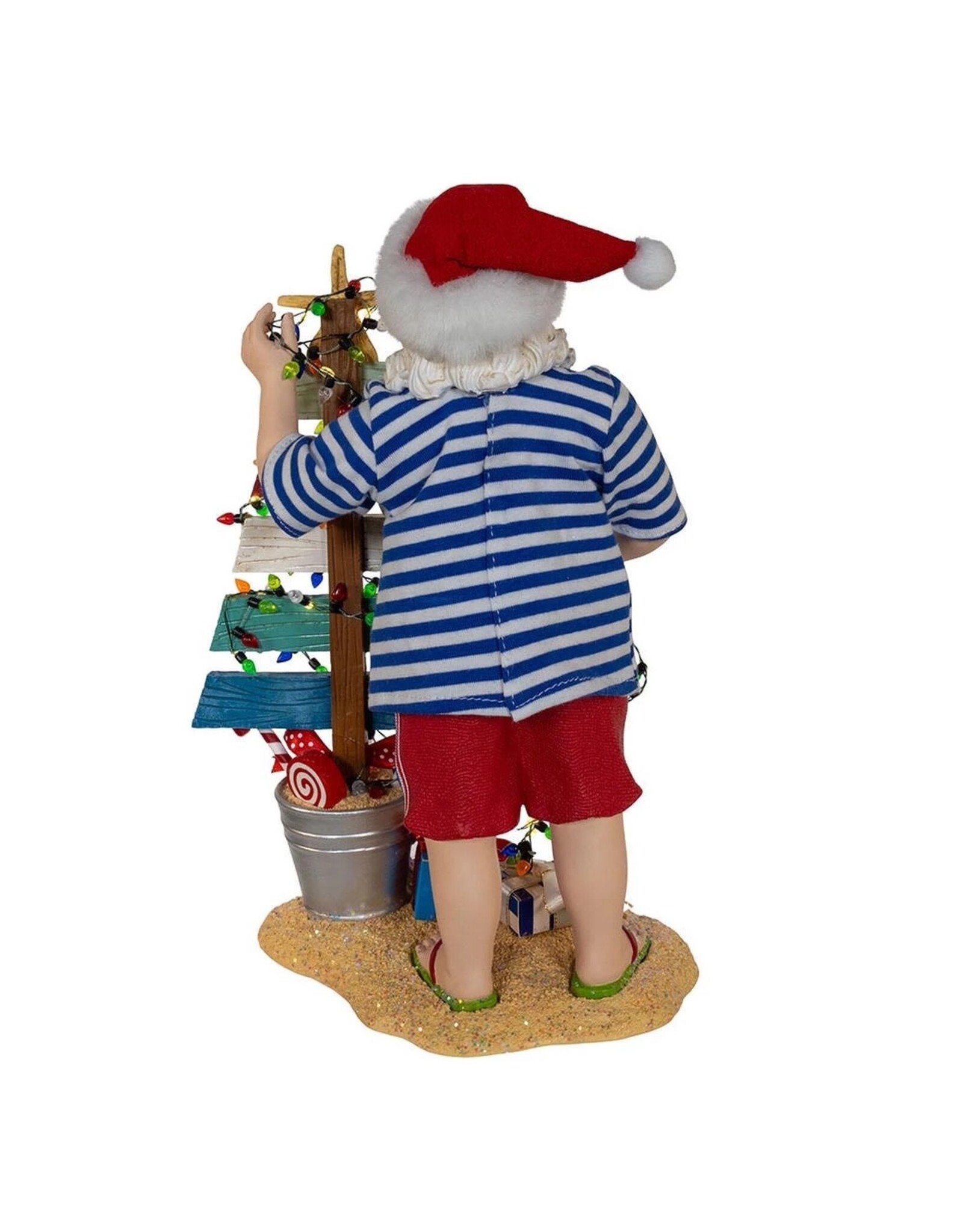 Kurt Adler Fabriche Beach Santa w Lighted Sign 10.5"