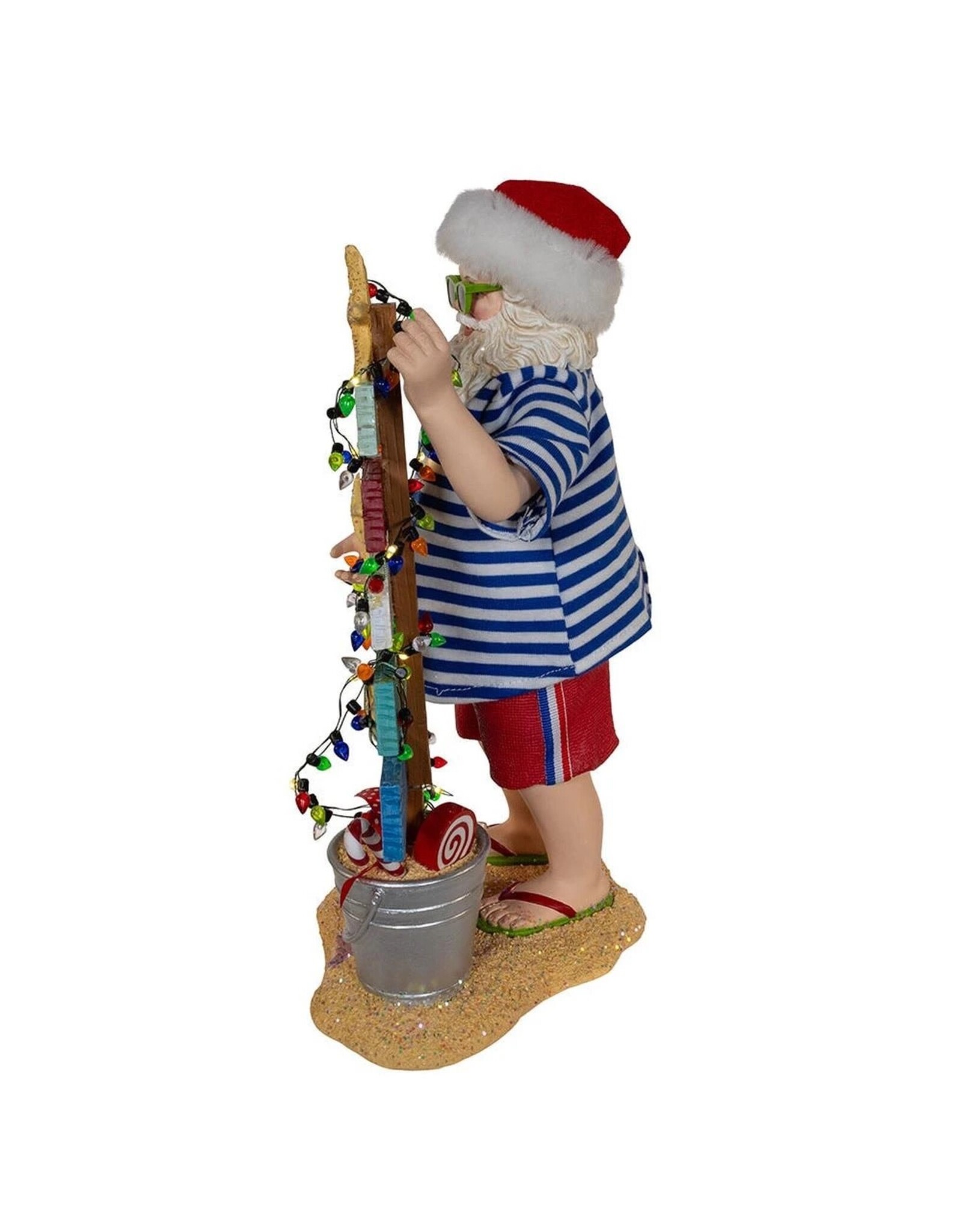 Kurt Adler Fabriche Beach Santa w Lighted Sign 10.5"