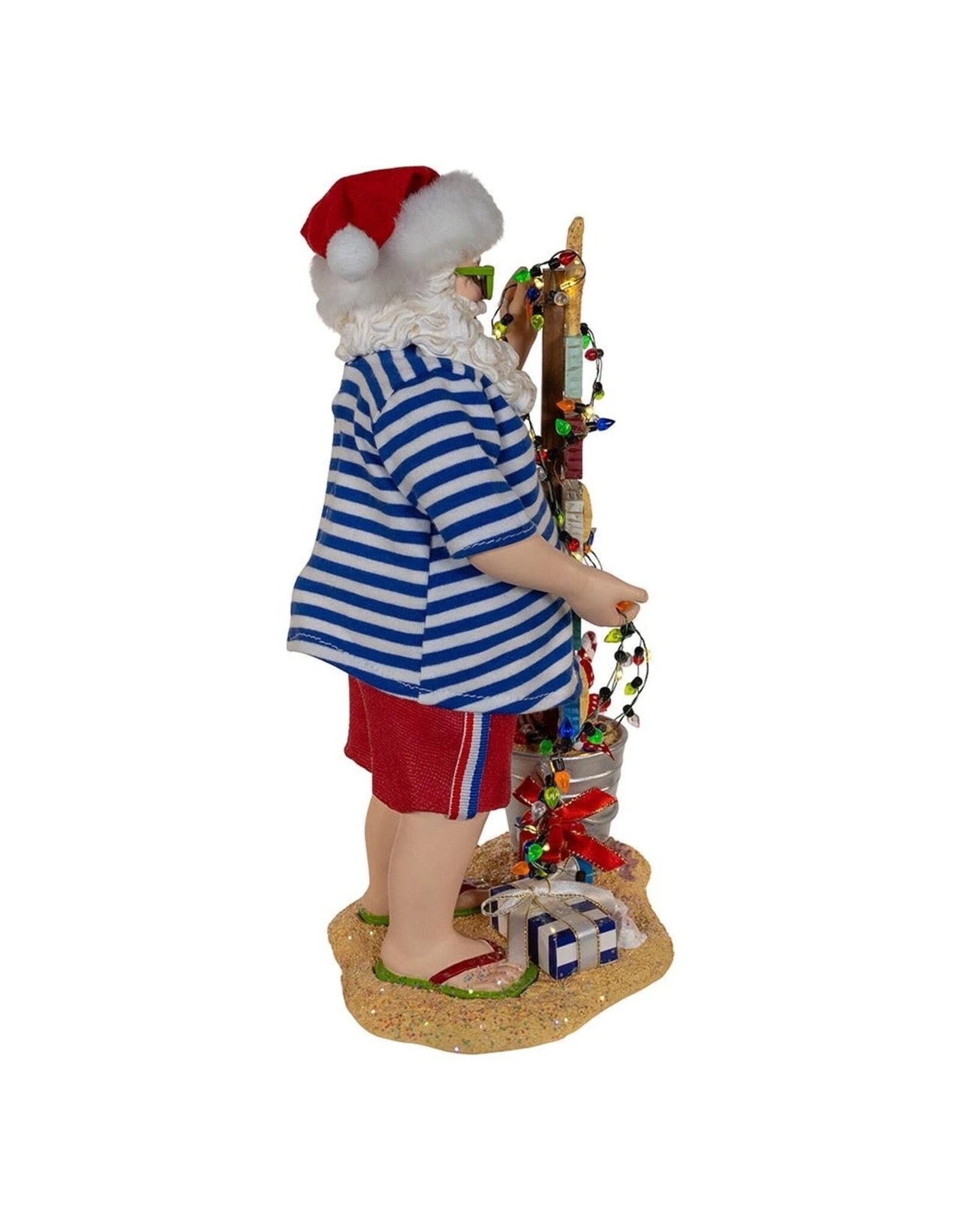 Kurt Adler Fabriche Beach Santa w Lighted Sign 10.5"