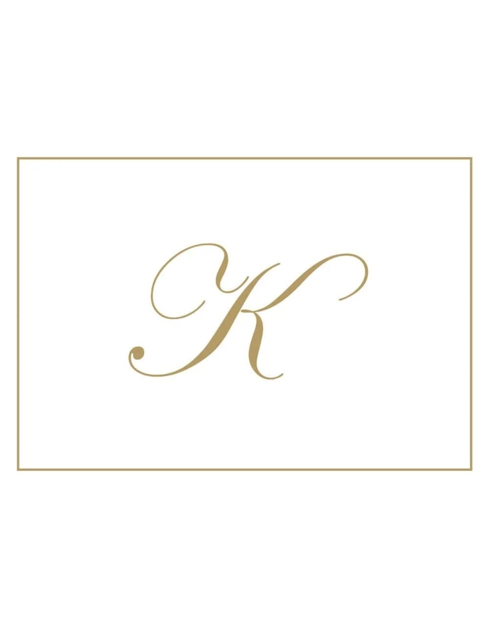 Caspari Gold Embossed Initial Note Cards Letter K Boxed Set of 8