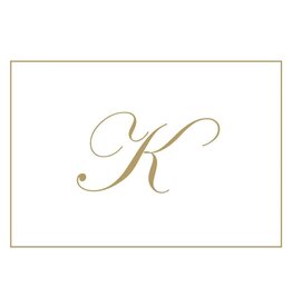 Caspari Gold Embossed Initial Note Cards Letter K Boxed Set of 8