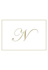 Caspari Gold Embossed Initial Note Cards Letter N Boxed Set of 8