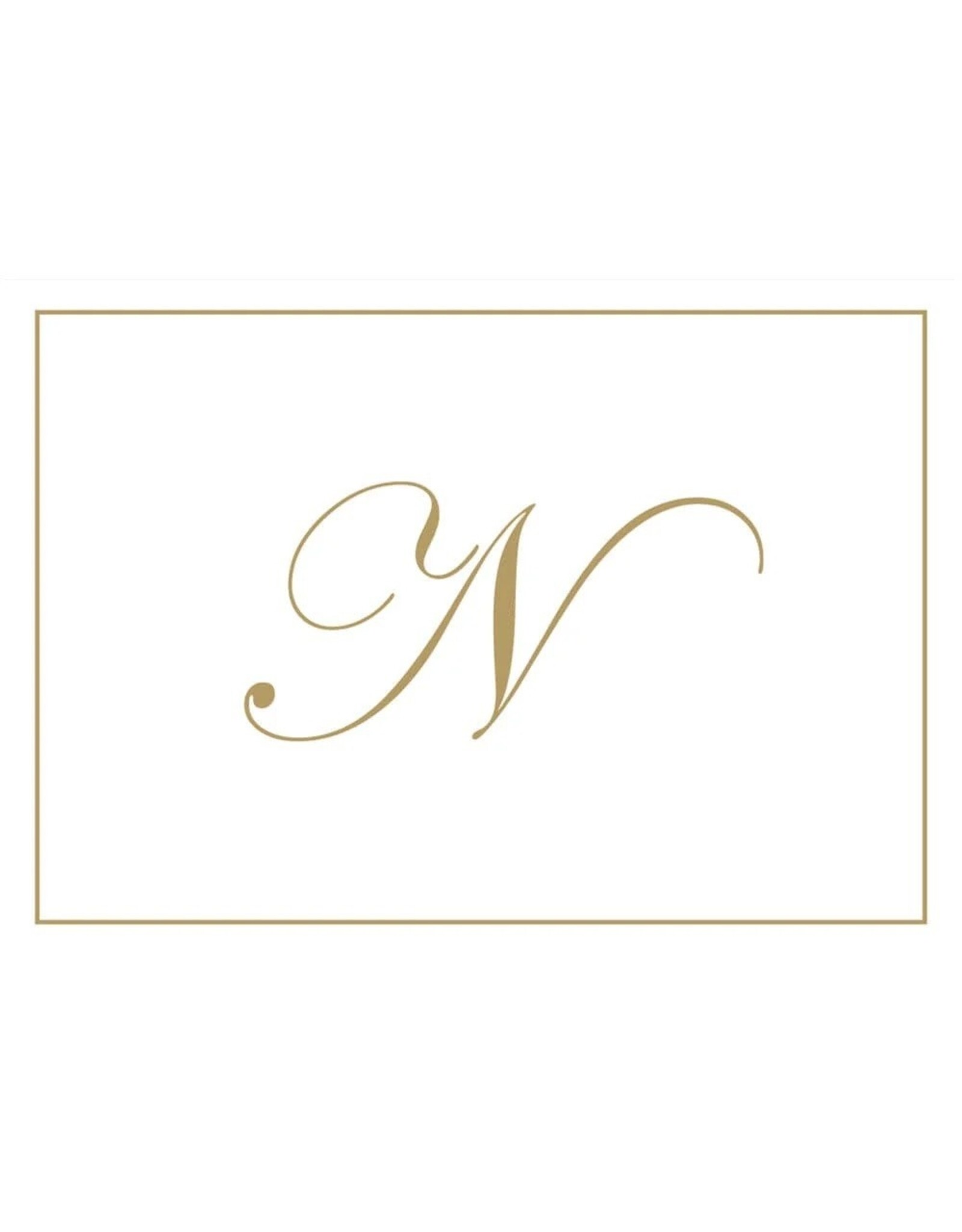 Caspari Gold Embossed Initial Note Cards Letter N Boxed Set of 8
