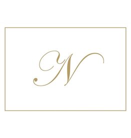 Caspari Gold Embossed Initial Note Cards Letter N Boxed Set of 8