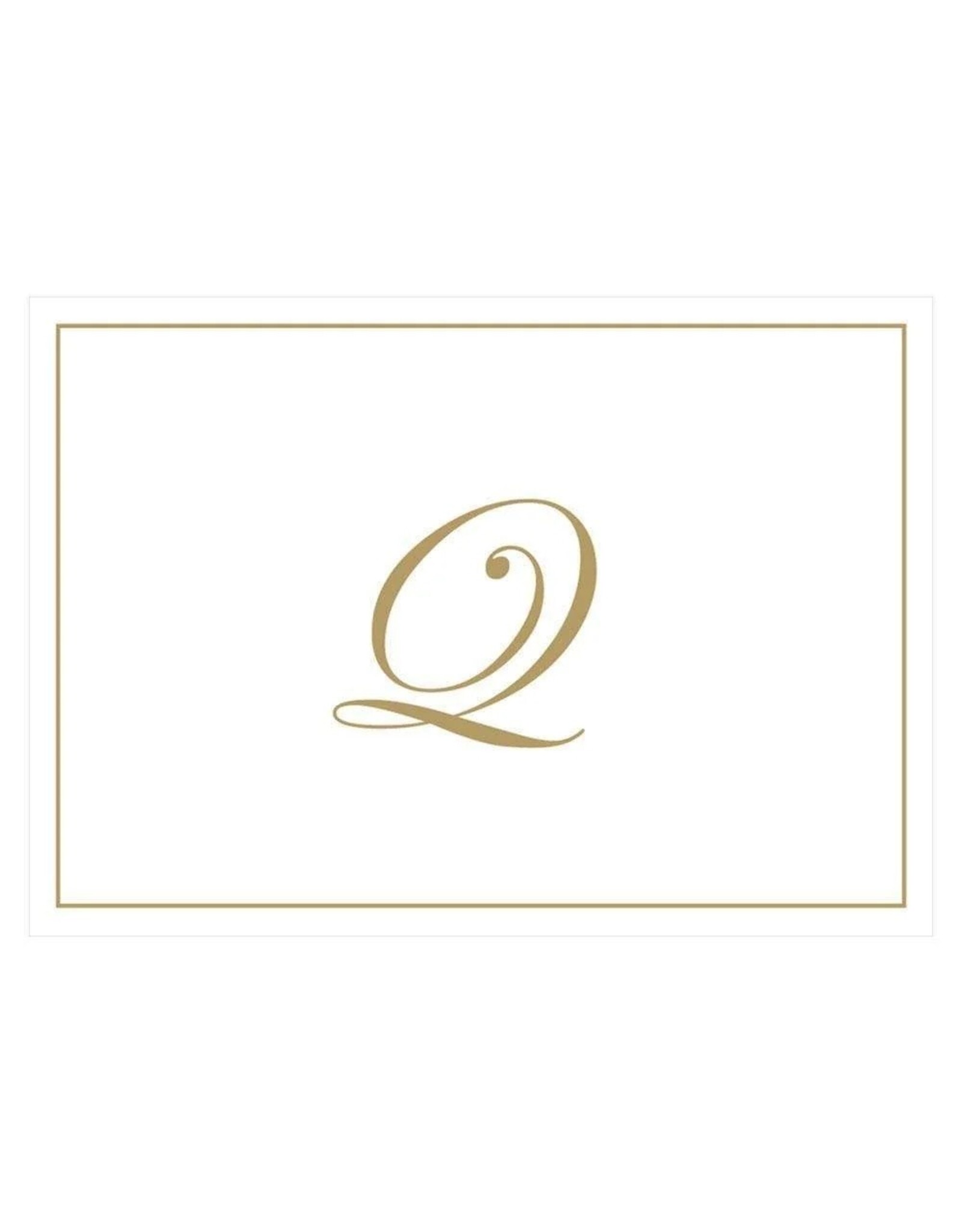Caspari Gold Embossed Initial Note Cards Letter Q Boxed Set of 8