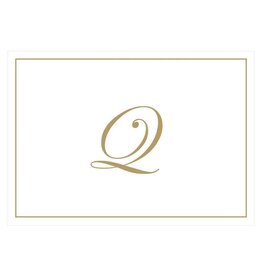 Caspari Gold Embossed Initial Note Cards Letter Q Boxed Set of 8