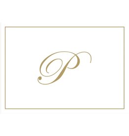 Caspari Gold Embossed Initial Note Cards Letter P Boxed Set of 8