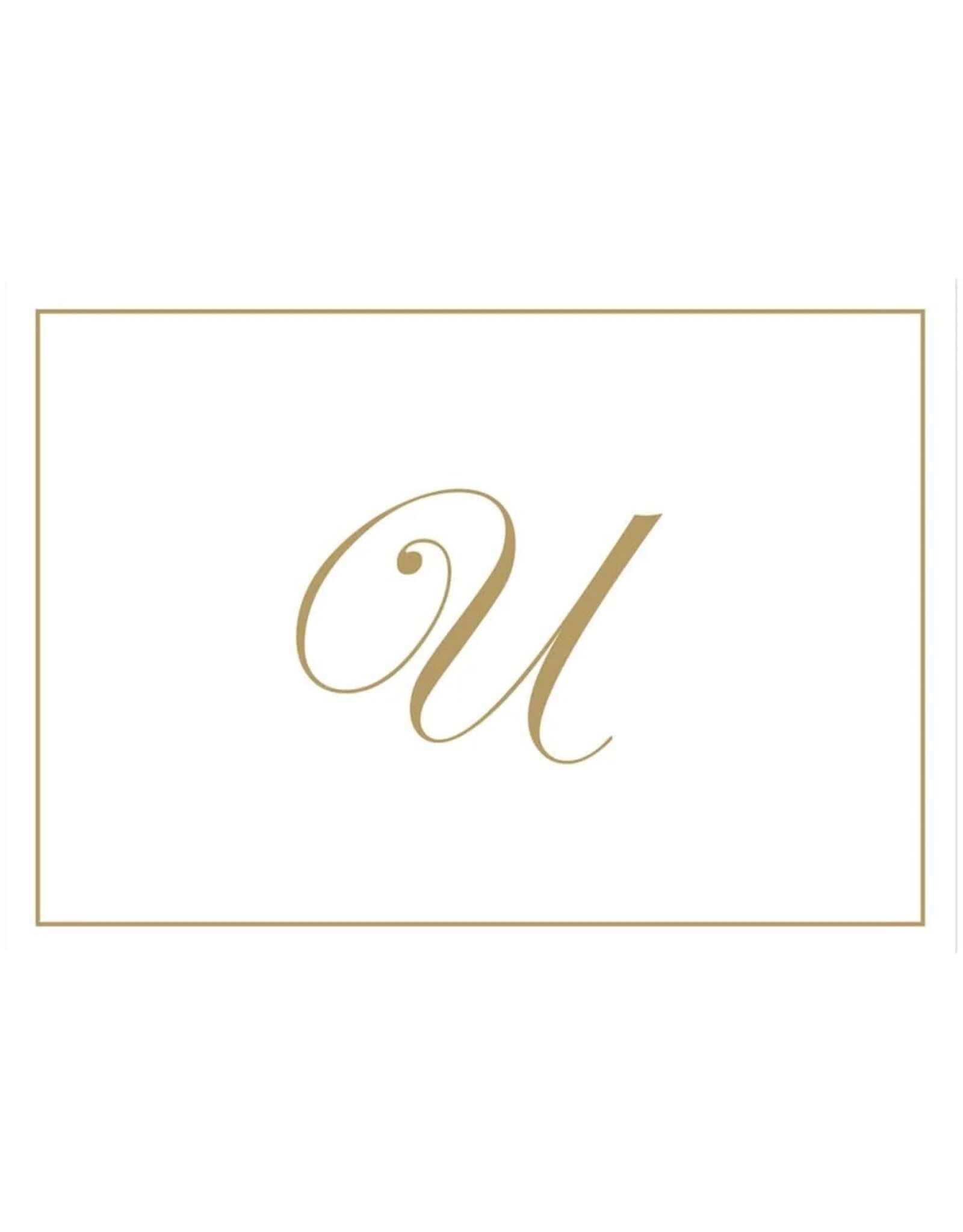 Caspari Gold Embossed Initial Note Cards Letter U Boxed Set of 8