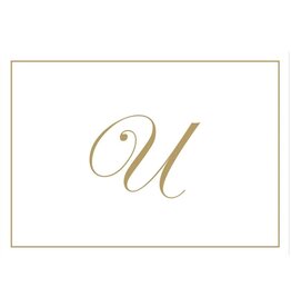 Caspari Gold Embossed Initial Note Cards Letter U Boxed Set of 8