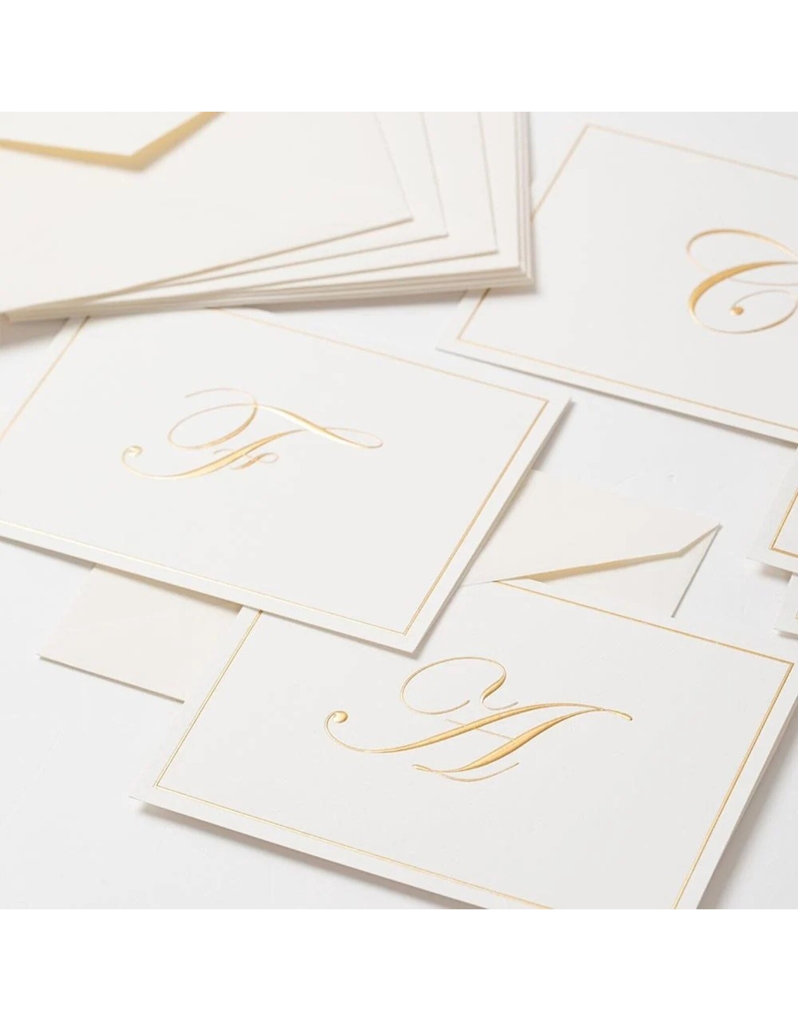 Caspari Gold Embossed Initial Note Cards Letter U Boxed Set of 8
