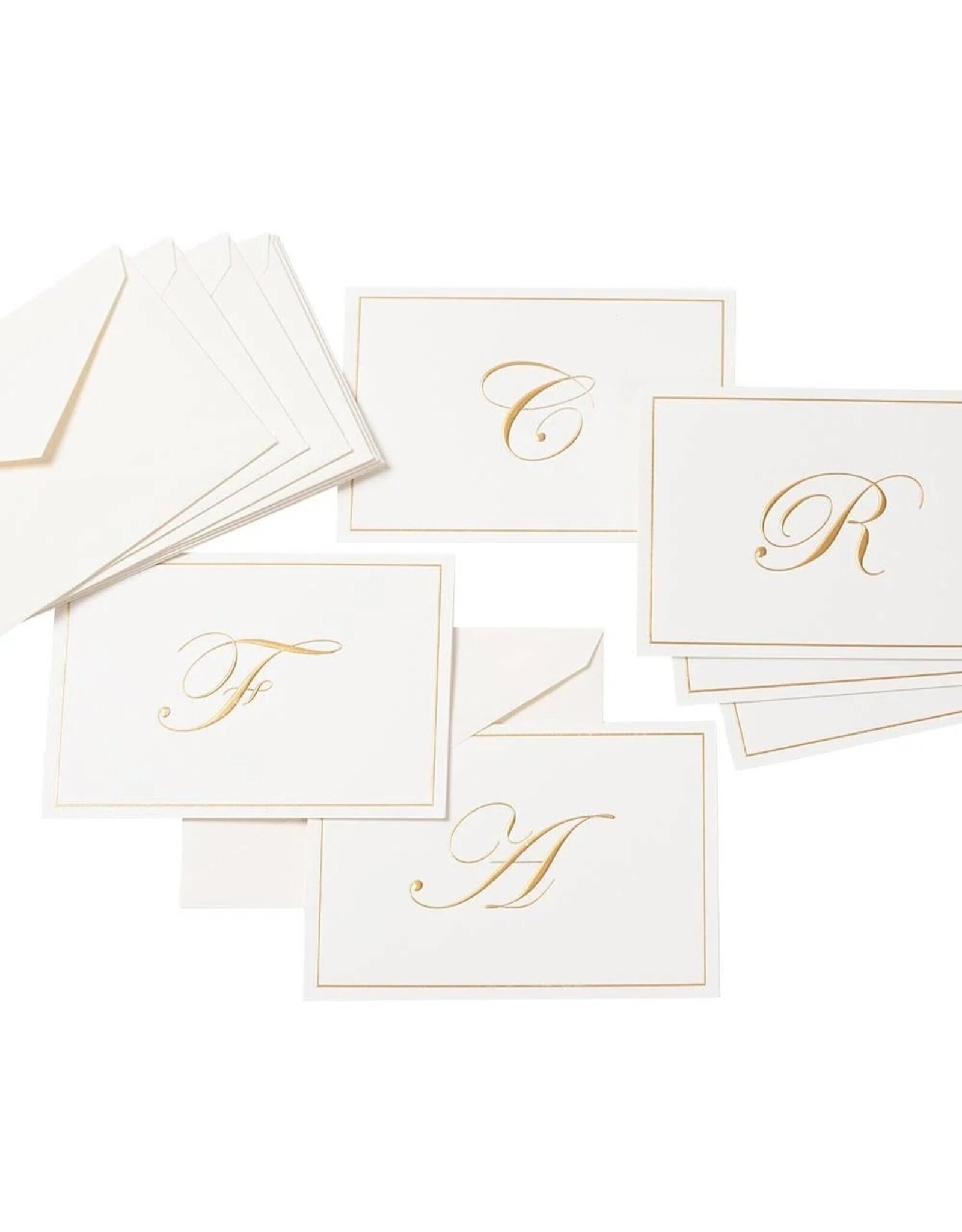 Caspari Gold Embossed Initial Note Cards Letter U Boxed Set of 8