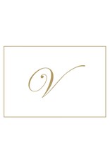 Caspari Gold Embossed Initial Note Cards Letter V Boxed Set of 8