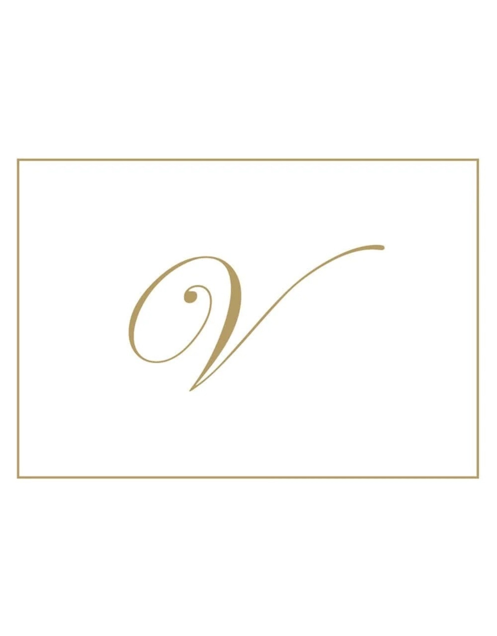 Caspari Gold Embossed Initial Note Cards Letter V Boxed Set of 8