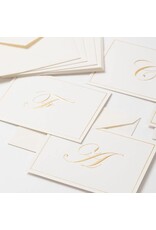 Caspari Gold Embossed Initial Note Cards Letter V Boxed Set of 8