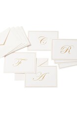 Caspari Gold Embossed Initial Note Cards Letter V Boxed Set of 8