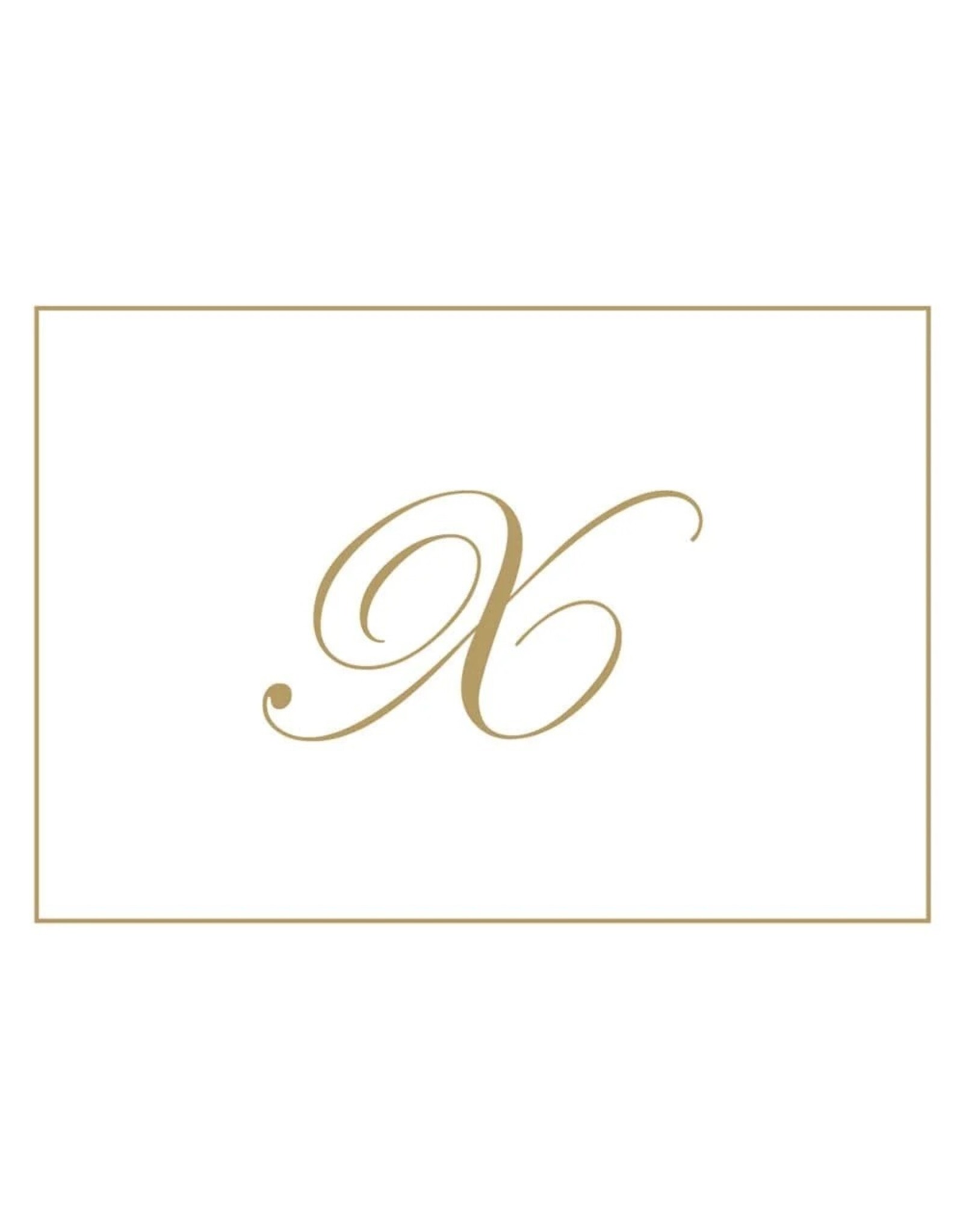 Caspari Gold Embossed Initial Note Cards Letter X Boxed Set of 8