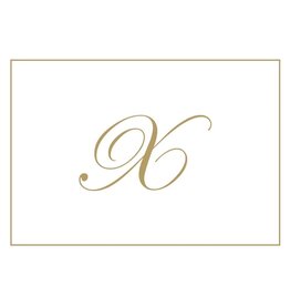 Caspari Gold Embossed Initial Note Cards Letter X Boxed Set of 8