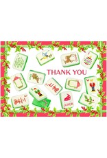 Caspari Boxed Thank You Note Cards 8pk Christmas Mahjong