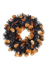Darice Halloween Tinsel Wreath With Pumpkins 18 Inch
