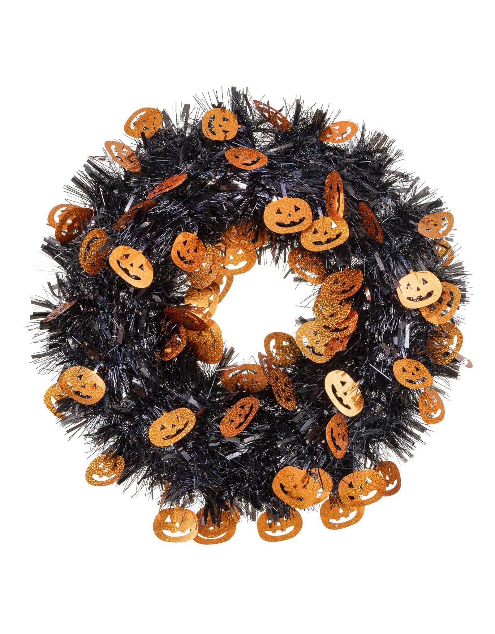 Darice Halloween Tinsel Wreath With Pumpkins 18 Inch
