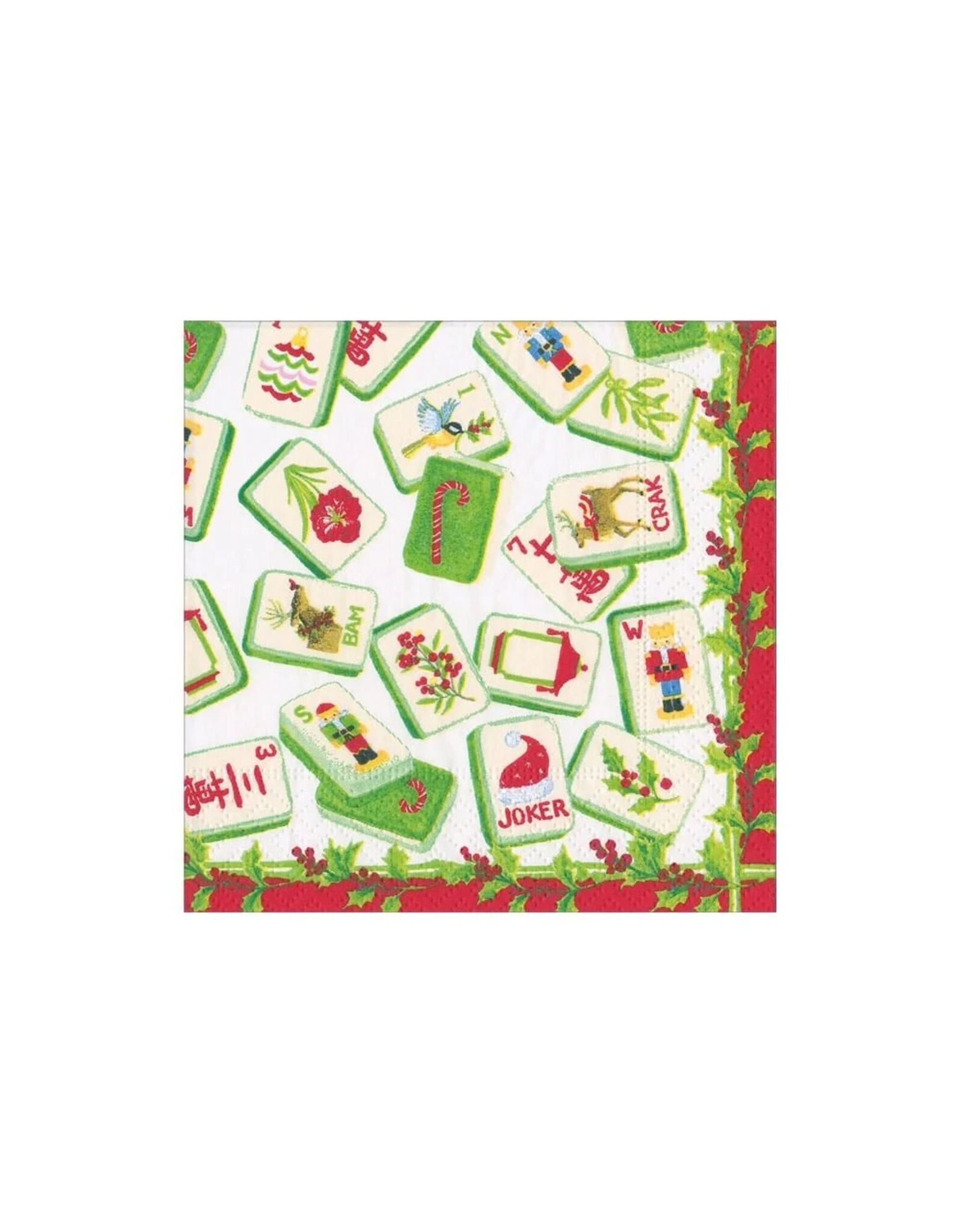 Caspari Mahjong Paper Cocktail Napkins 20ct Christmas Mahjong